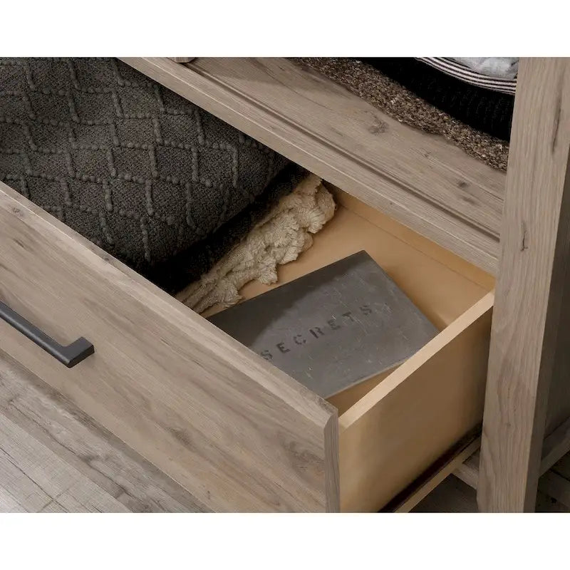 Sliding Door Storage Wardrobe Armoire with Adjustable Shelves and Drawer