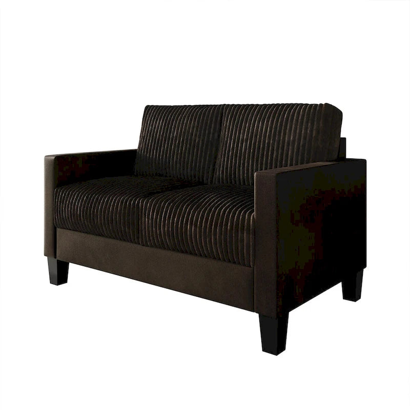 Corduroy Mid-Century Modern Velvet Upholstered Loveseat