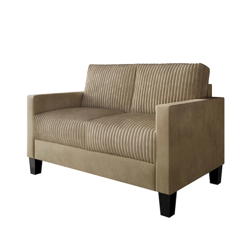 Corduroy Mid-Century Modern Velvet Upholstered Loveseat