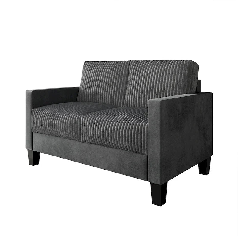 Corduroy Mid-Century Modern Velvet Upholstered Loveseat