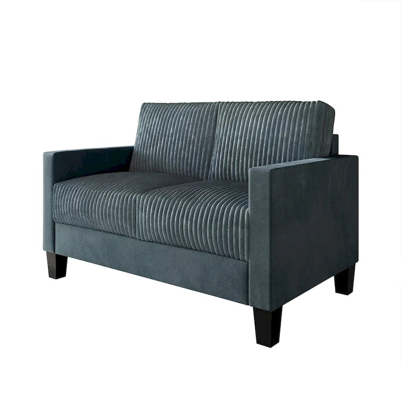 Corduroy Mid-Century Modern Velvet Upholstered Loveseat