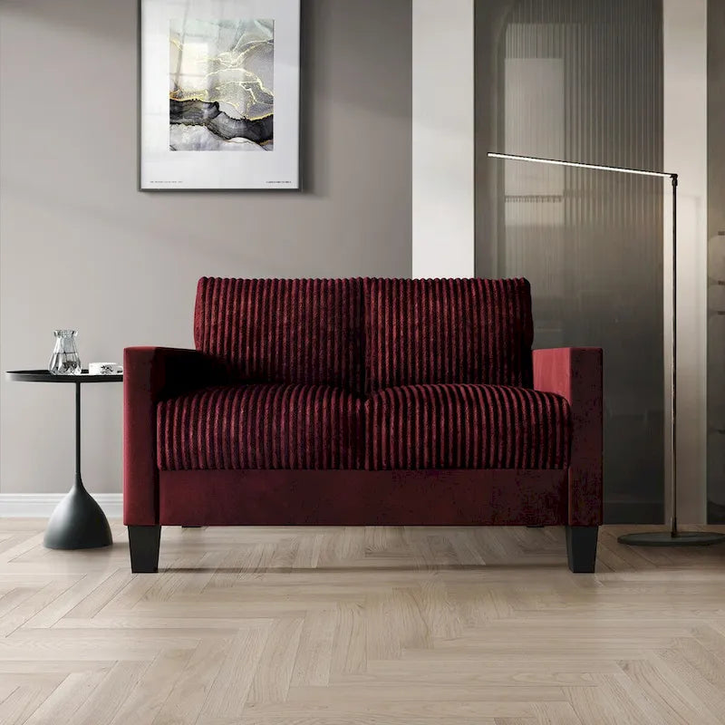 Corduroy Mid-Century Modern Velvet Upholstered Loveseat