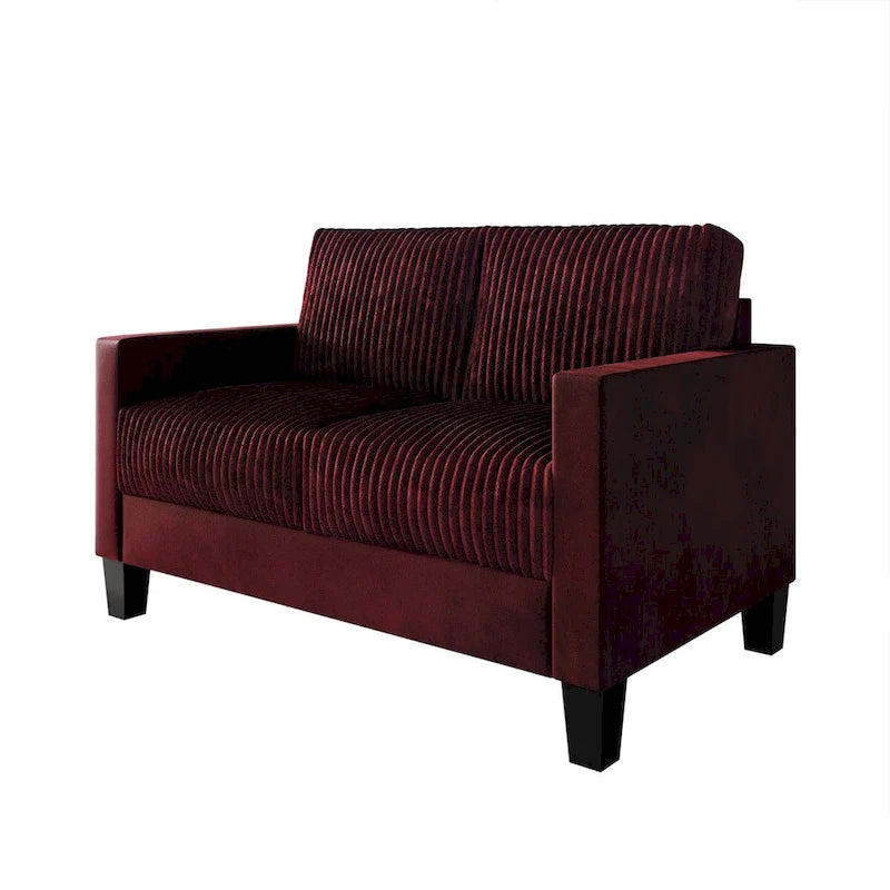 Corduroy Mid-Century Modern Velvet Upholstered Loveseat