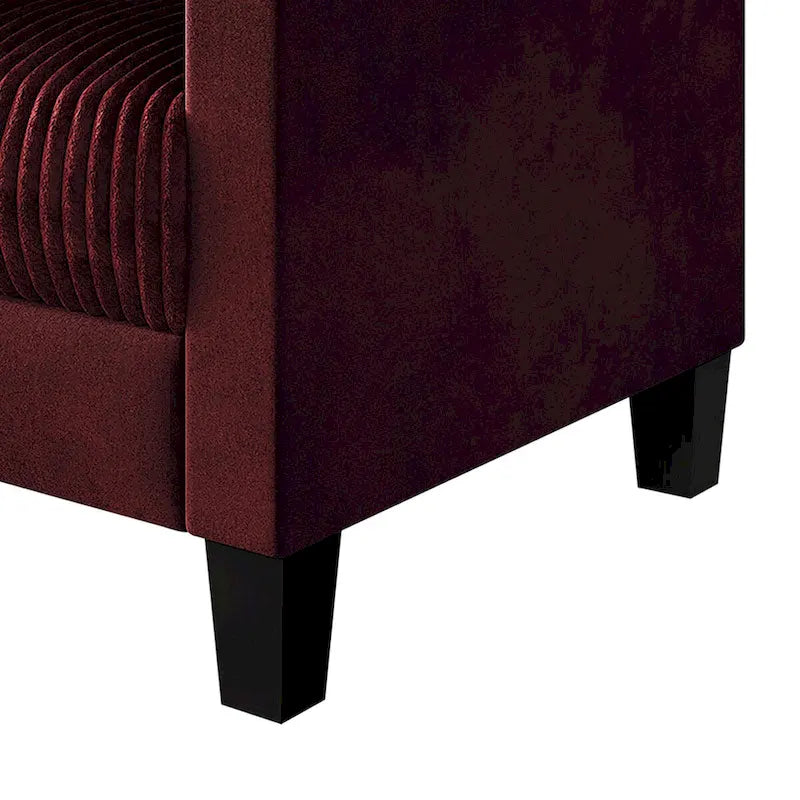 Corduroy Mid-Century Modern Velvet Upholstered Loveseat