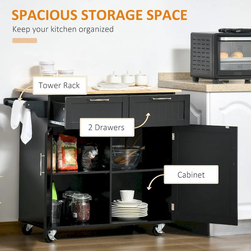 Modern Rolling Kitchen Island on Wheels