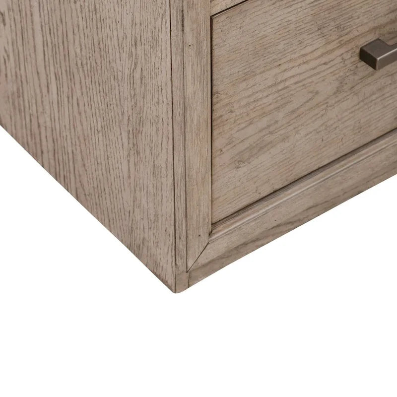 Burnished Beige Entertainment TV Console with Storage Drawers and Floating Deck