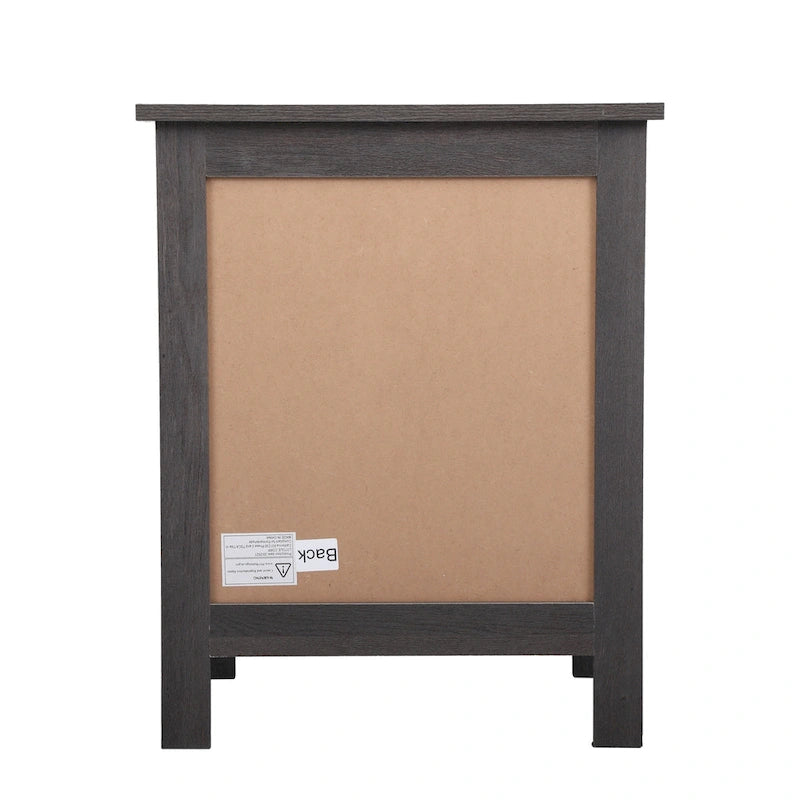 Industrial Nightstand Bedside End Table with Glass Door