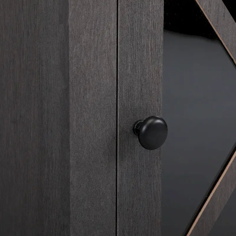 Industrial Nightstand Bedside End Table with Glass Door