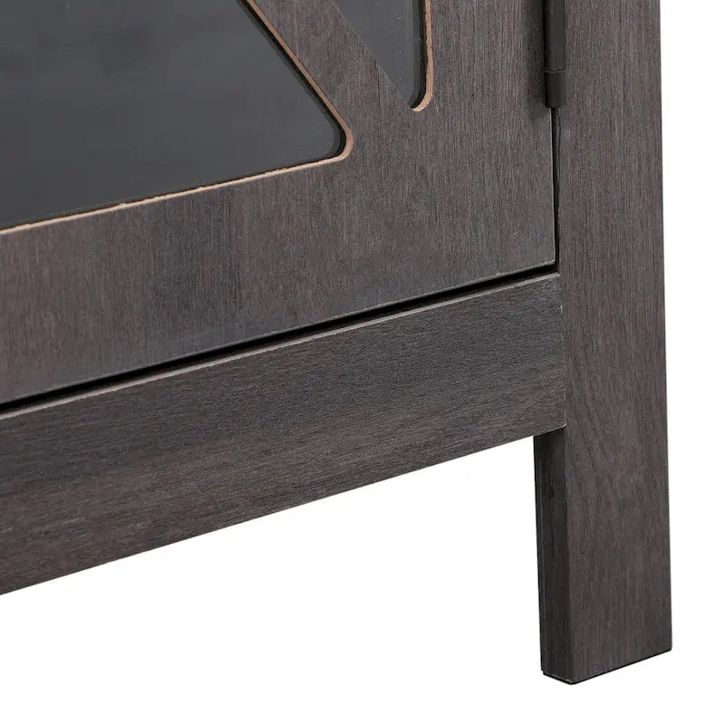 Industrial Nightstand Bedside End Table with Glass Door