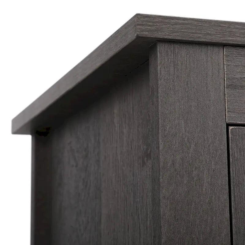 Industrial Nightstand Bedside End Table with Glass Door
