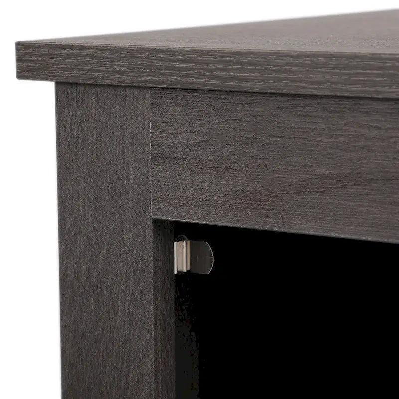 Industrial Nightstand Bedside End Table with Glass Door