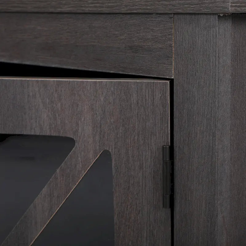 Industrial Nightstand Bedside End Table with Glass Door