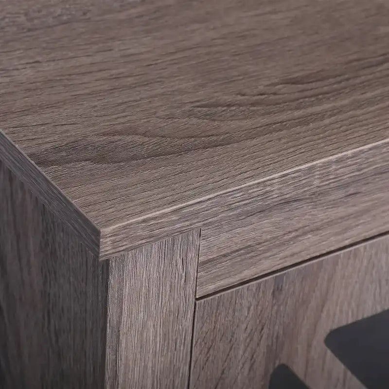 Industrial Nightstand Bedside End Table with Glass Door