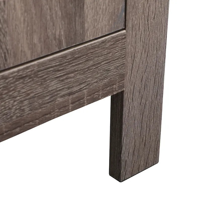 Industrial Nightstand Bedside End Table with Glass Door