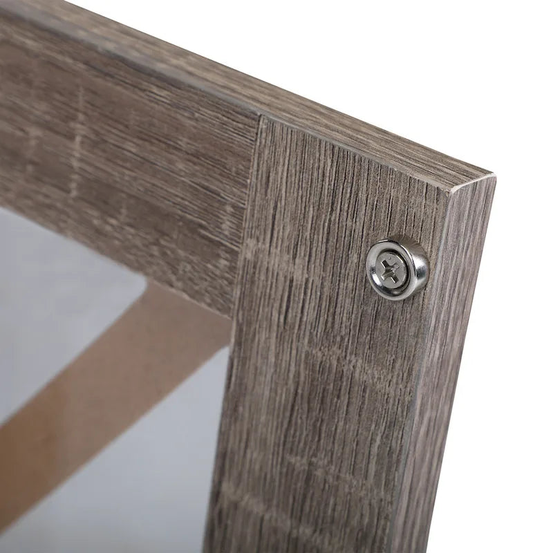 Industrial Nightstand Bedside End Table with Glass Door