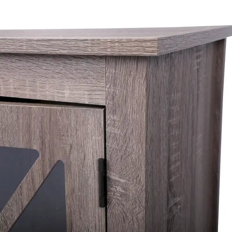 Industrial Nightstand Bedside End Table with Glass Door