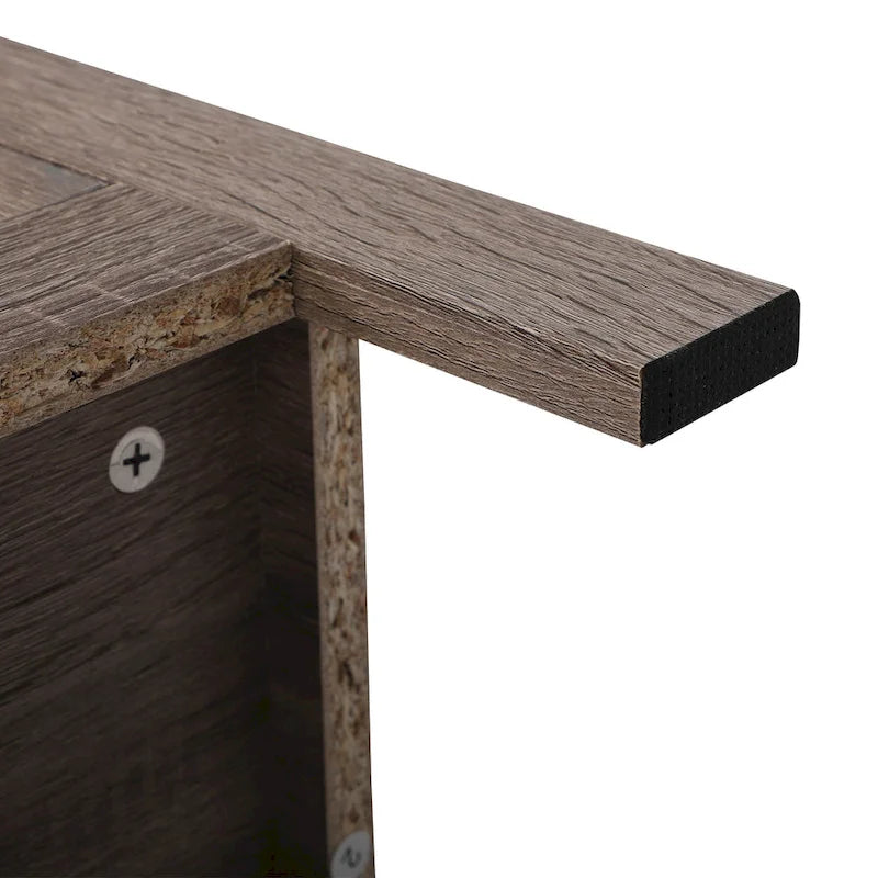 Industrial Nightstand Bedside End Table with Glass Door