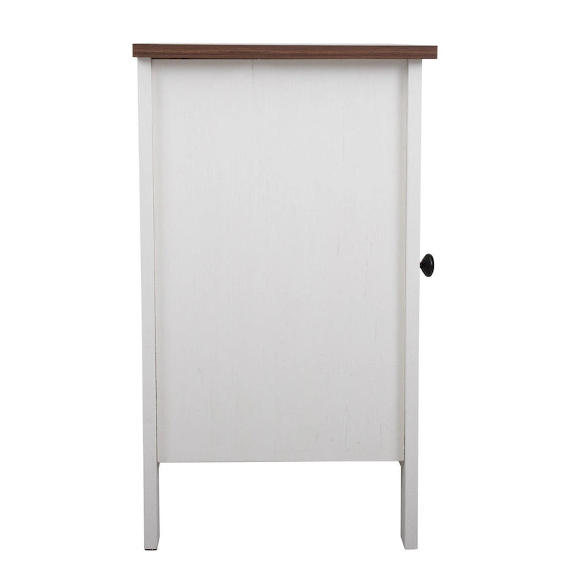 Industrial Nightstand Bedside End Table with Glass Door