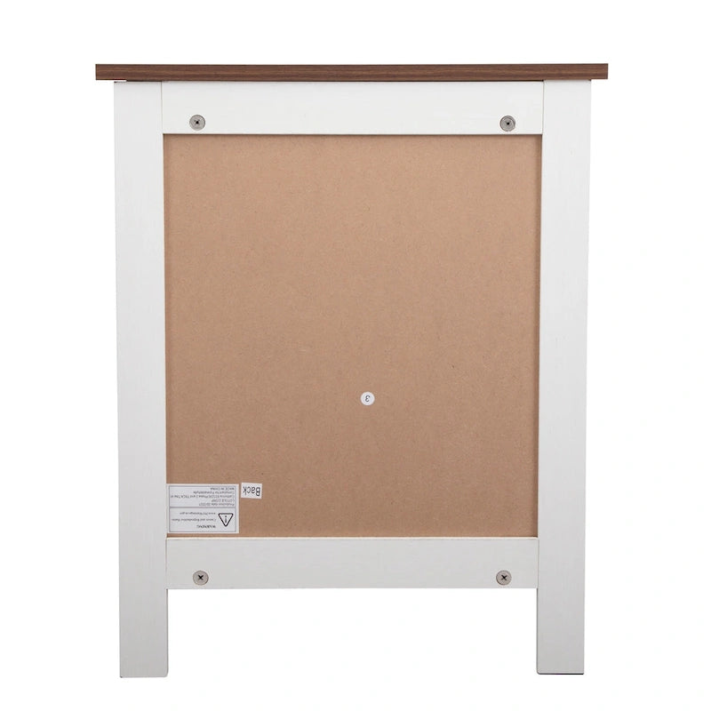 Industrial Nightstand Bedside End Table with Glass Door
