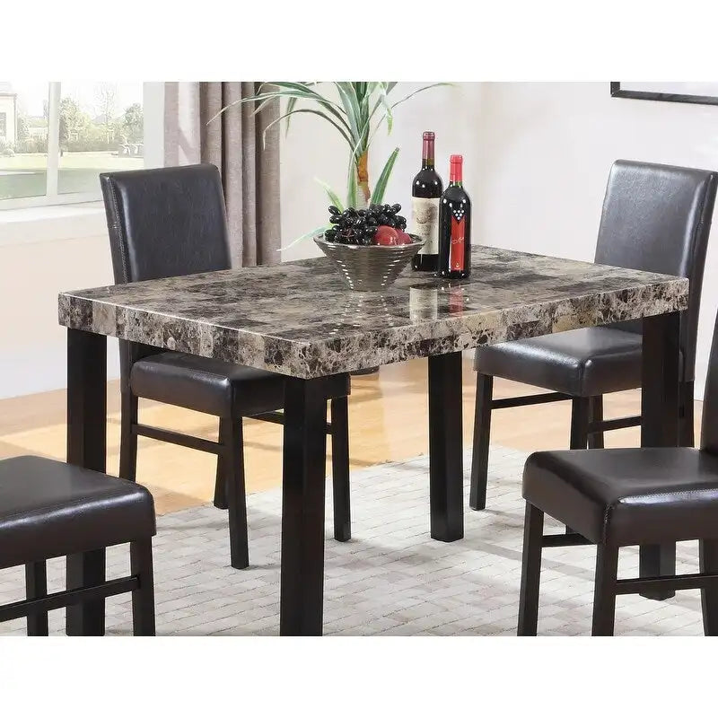 48-Inch Rectangular Faux Marble Dining Table with Espresso Legs