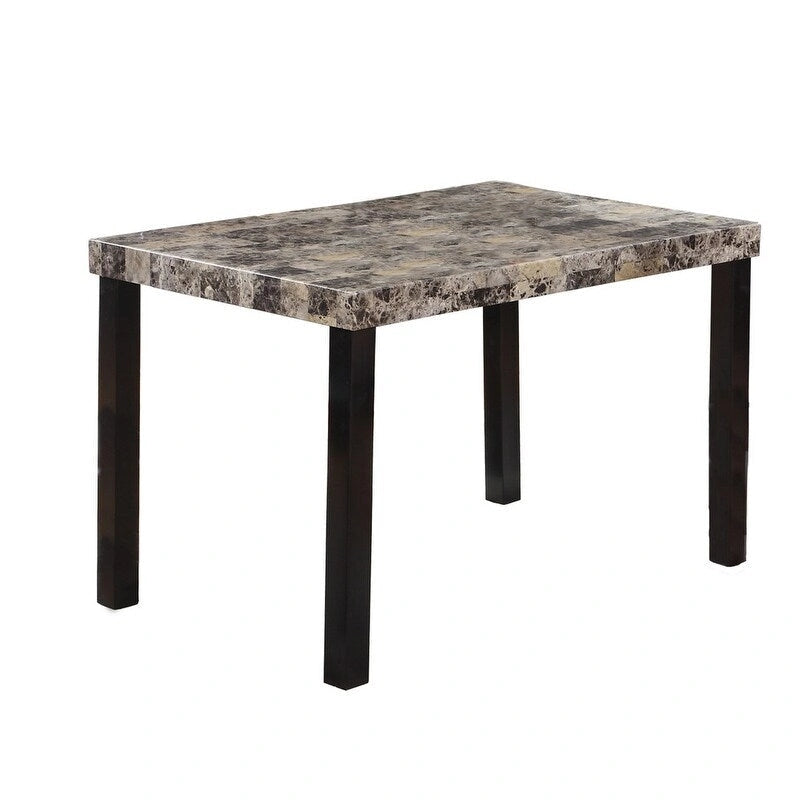 48-Inch Rectangular Faux Marble Dining Table with Espresso Legs