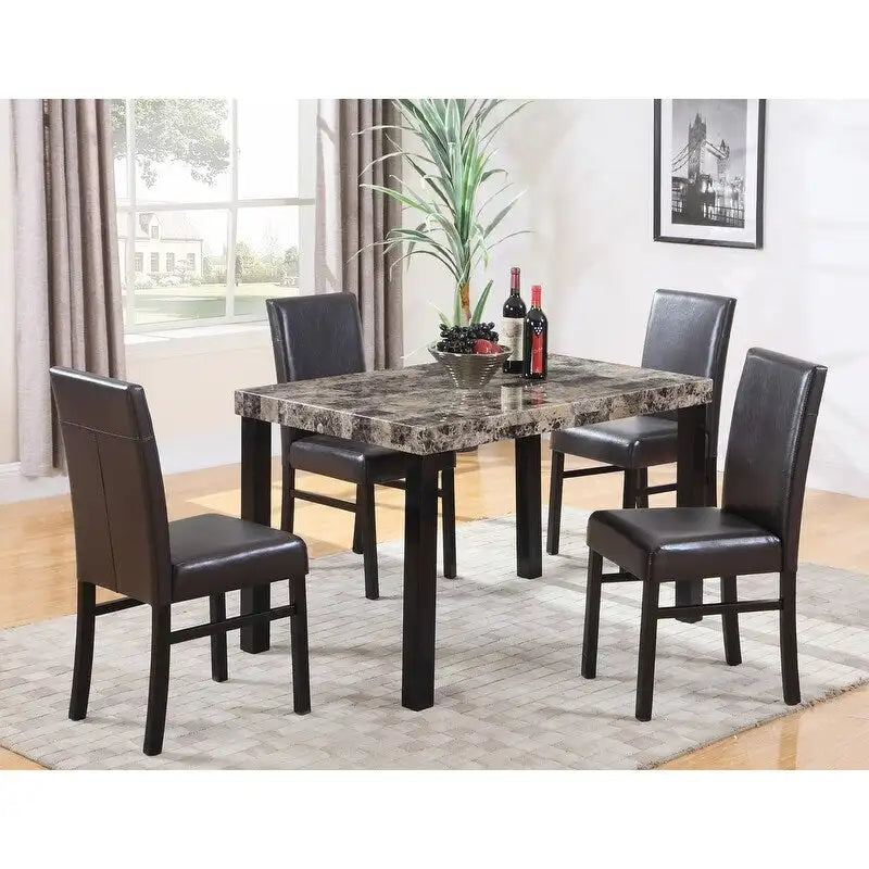 48-Inch Rectangular Faux Marble Dining Table with Espresso Legs