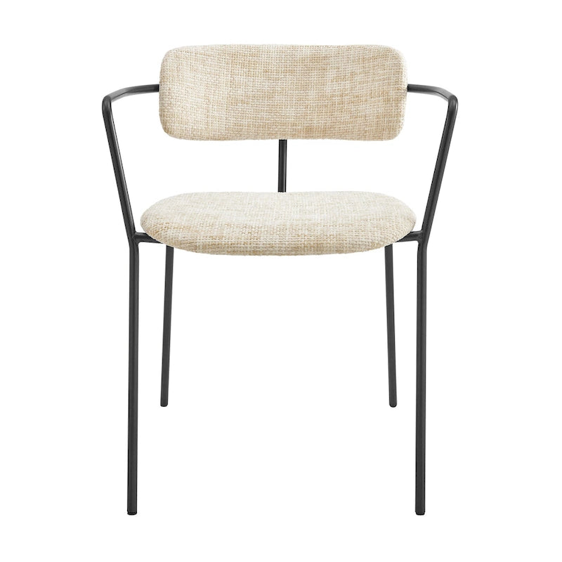 Fabric Dining Arm Chair with Powder-Coated Steel Frame