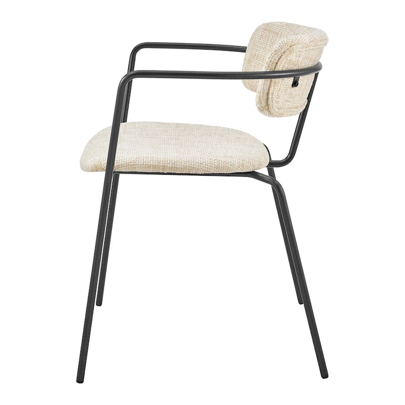 Fabric Dining Arm Chair with Powder-Coated Steel Frame