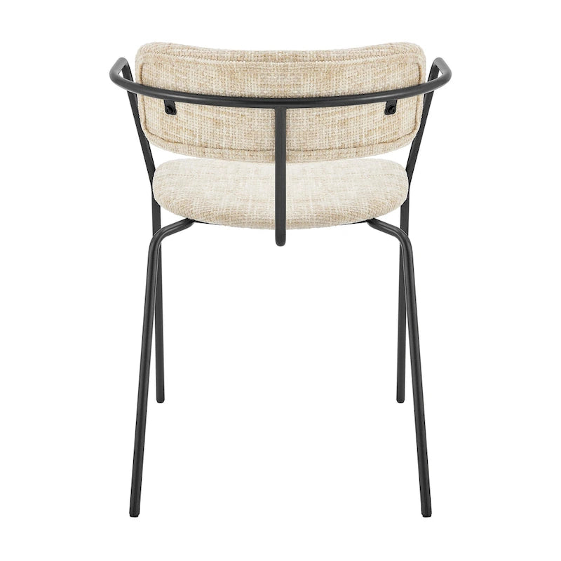 Fabric Dining Arm Chair with Powder-Coated Steel Frame