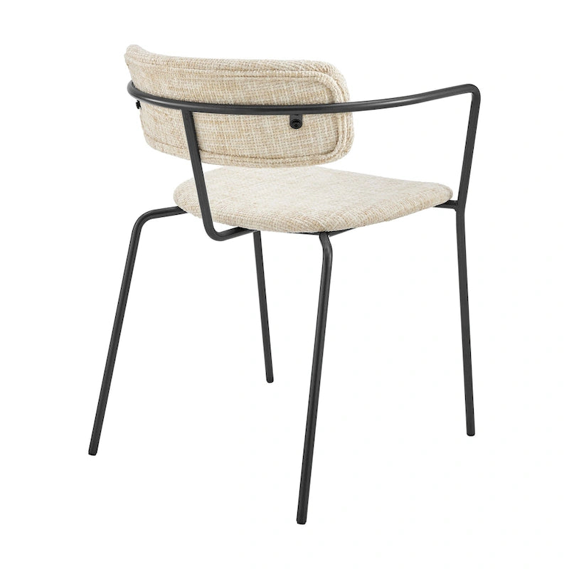 Fabric Dining Arm Chair with Powder-Coated Steel Frame