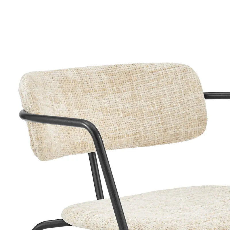 Fabric Dining Arm Chair with Powder-Coated Steel Frame