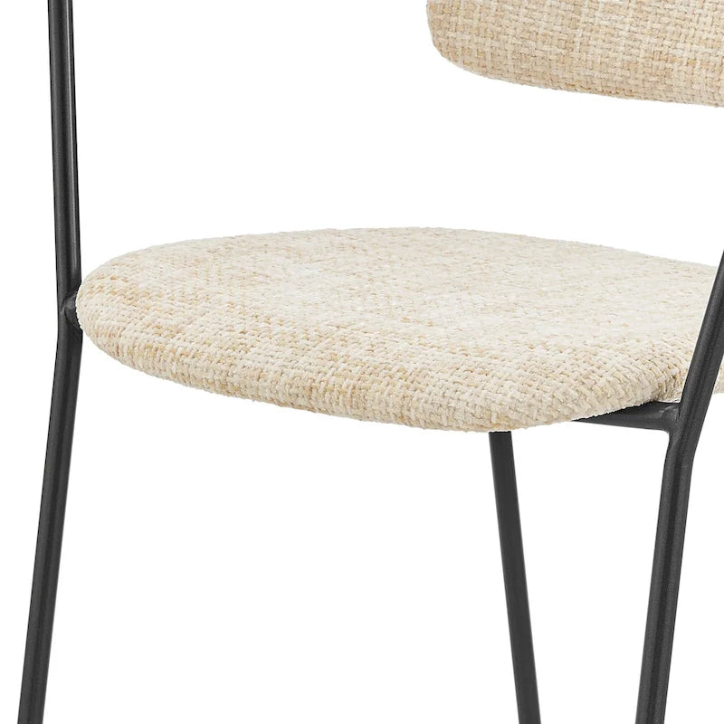 Fabric Dining Arm Chair with Powder-Coated Steel Frame