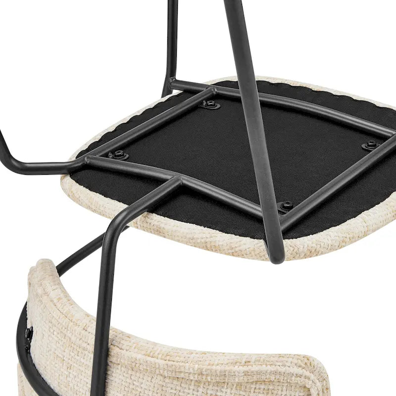 Fabric Dining Arm Chair with Powder-Coated Steel Frame