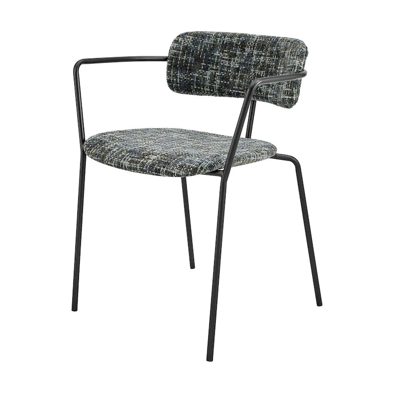 Fabric Dining Arm Chair with Powder-Coated Steel Frame