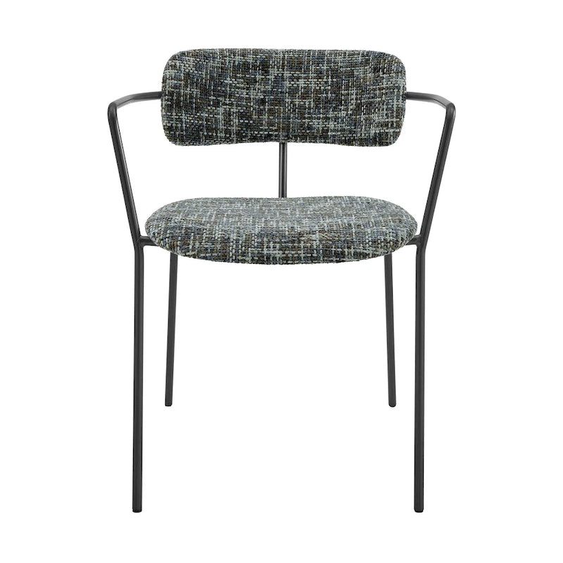 Fabric Dining Arm Chair with Powder-Coated Steel Frame