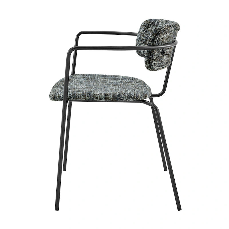 Fabric Dining Arm Chair with Powder-Coated Steel Frame