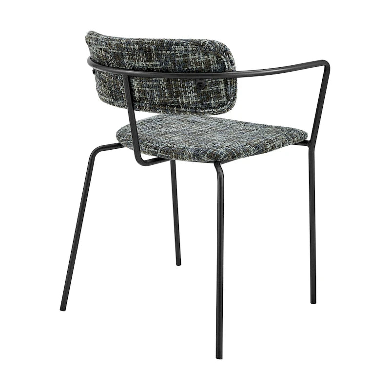 Fabric Dining Arm Chair with Powder-Coated Steel Frame