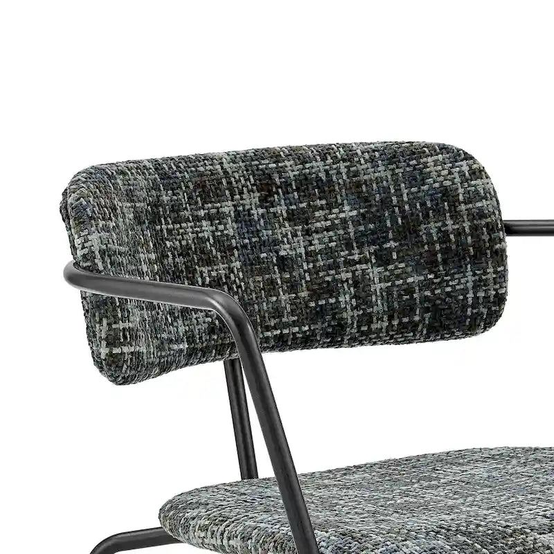 Fabric Dining Arm Chair with Powder-Coated Steel Frame