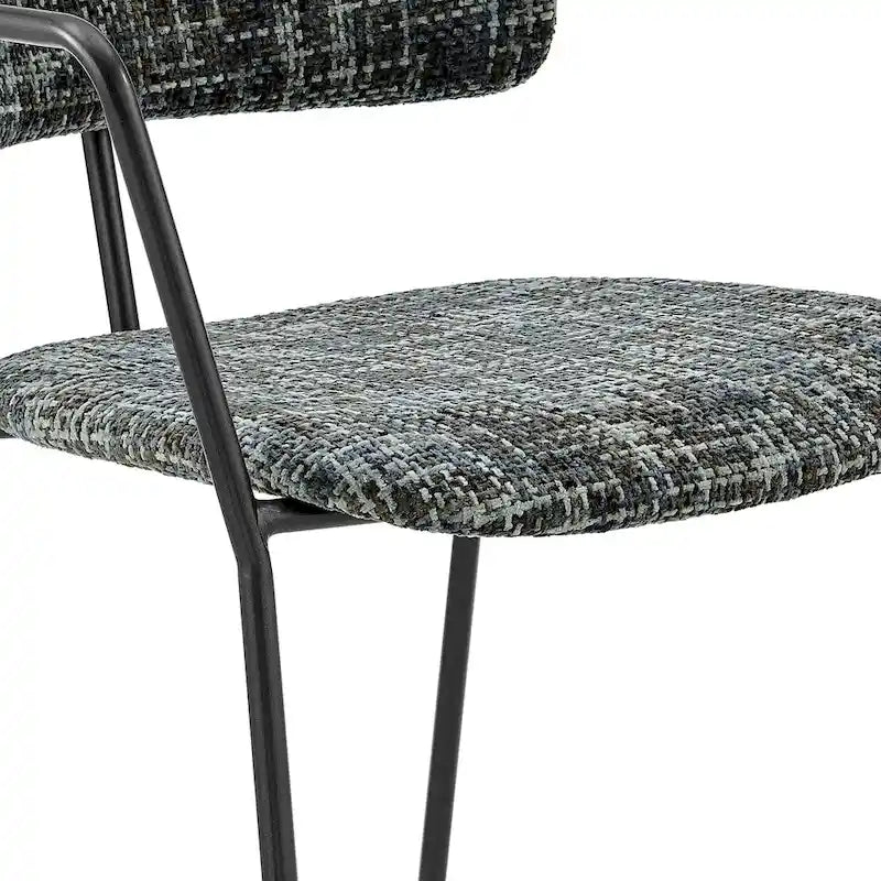 Fabric Dining Arm Chair with Powder-Coated Steel Frame