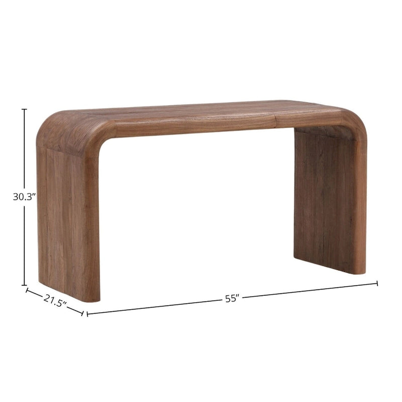 55 Wide Writing Desk Medium Brown Mindi Wood Home Office