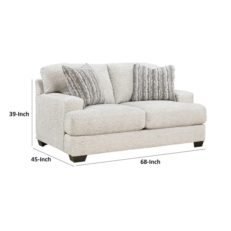 68 Inch Loveseat Oversized Light Gray Polyester Upholstered Sofa