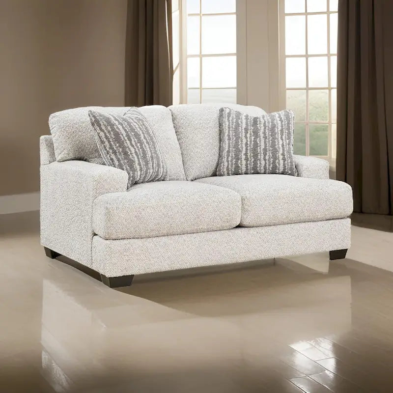 68 Inch Loveseat Oversized Light Gray Polyester Upholstered Sofa