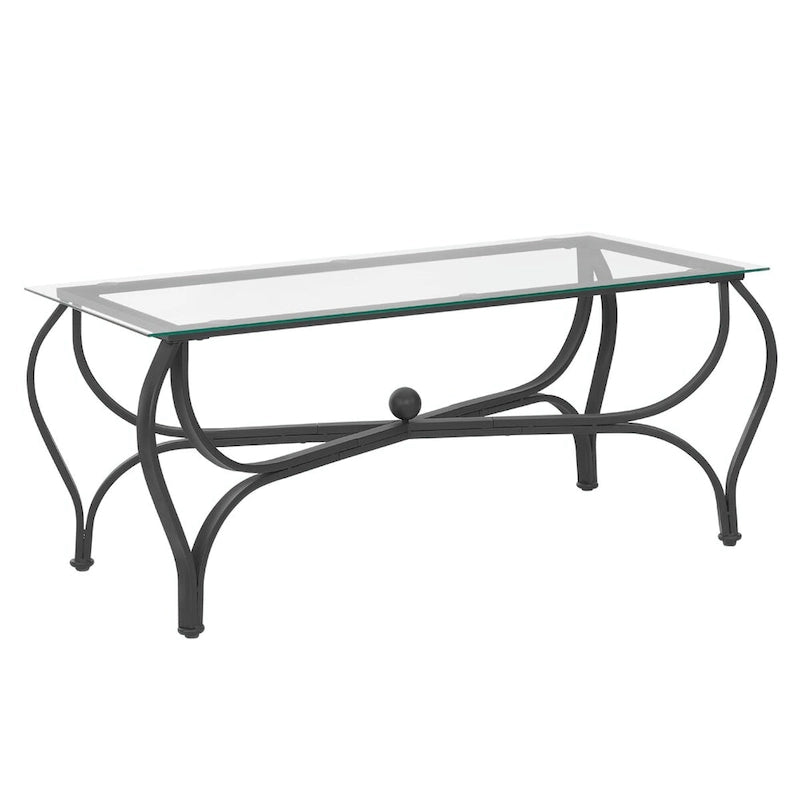 Tempered Glass Top Coffee Table with Black Curved Metal Frame