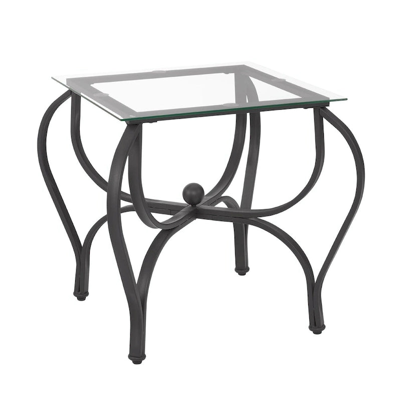 Tempered Glass Top Coffee Table with Black Curved Metal Frame