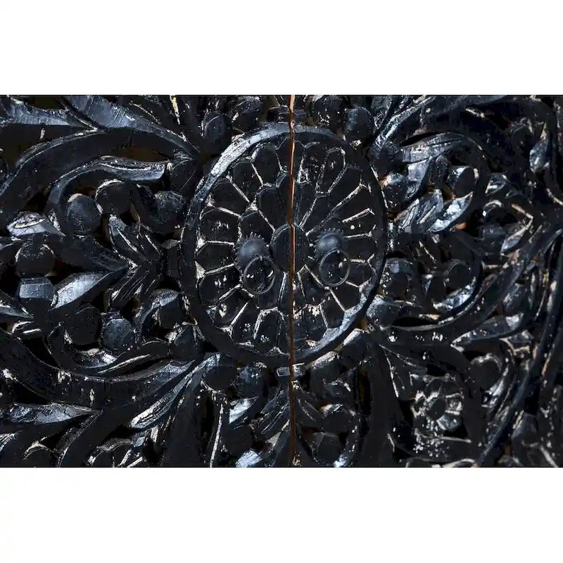 Black Hand Carved 4 Door Sideboard Cabinet