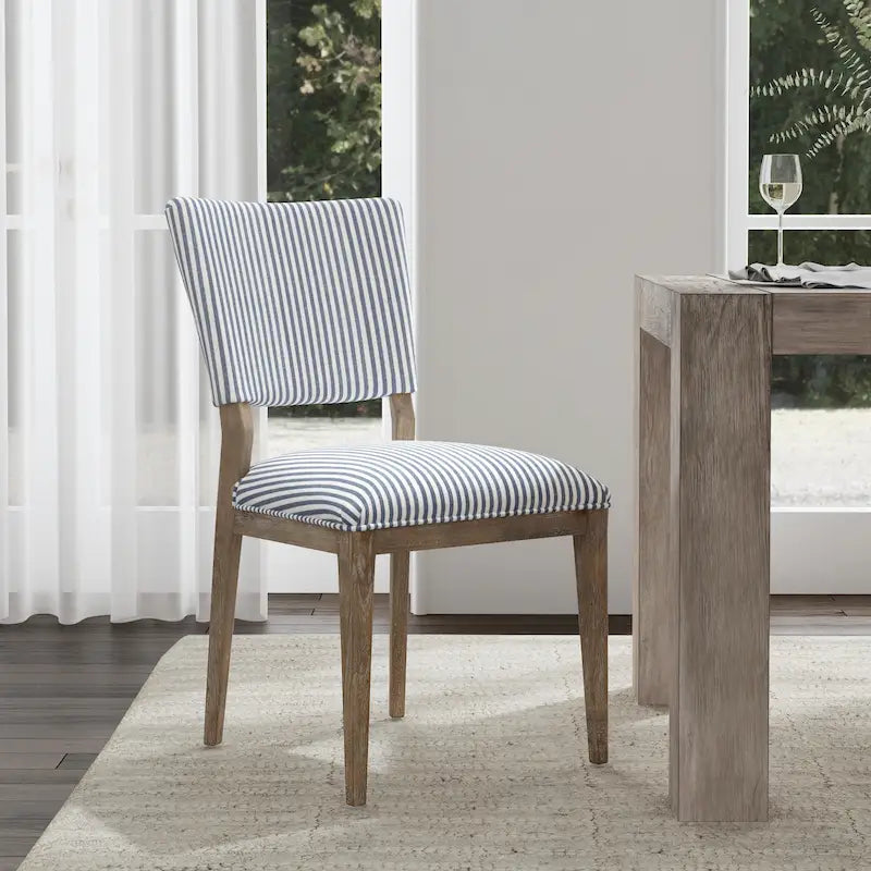 Chaise de salle à manger capitonnée, style moderne du milieu du siècle, mélange lin et pieds en bois