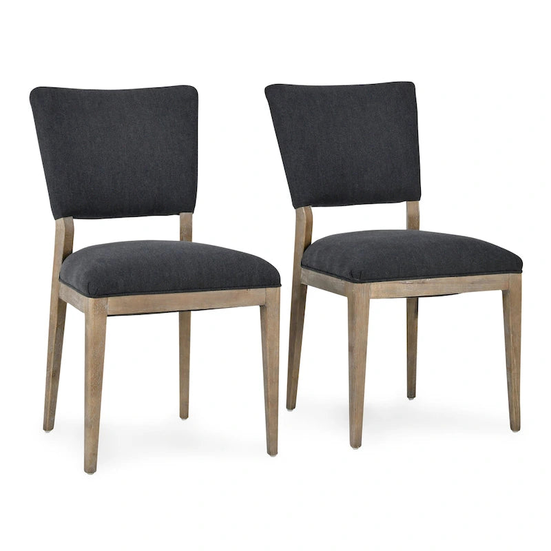 Upholstered Dining Chair Mid-Century Modern Linen Blend Wood Legs