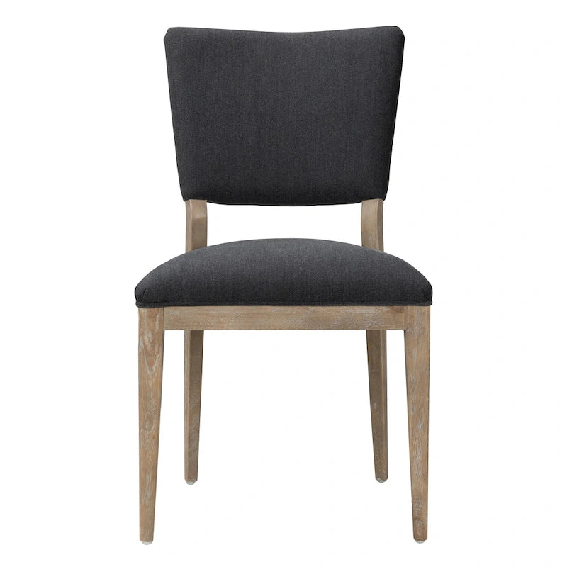 Upholstered Dining Chair Mid-Century Modern Linen Blend Wood Legs
