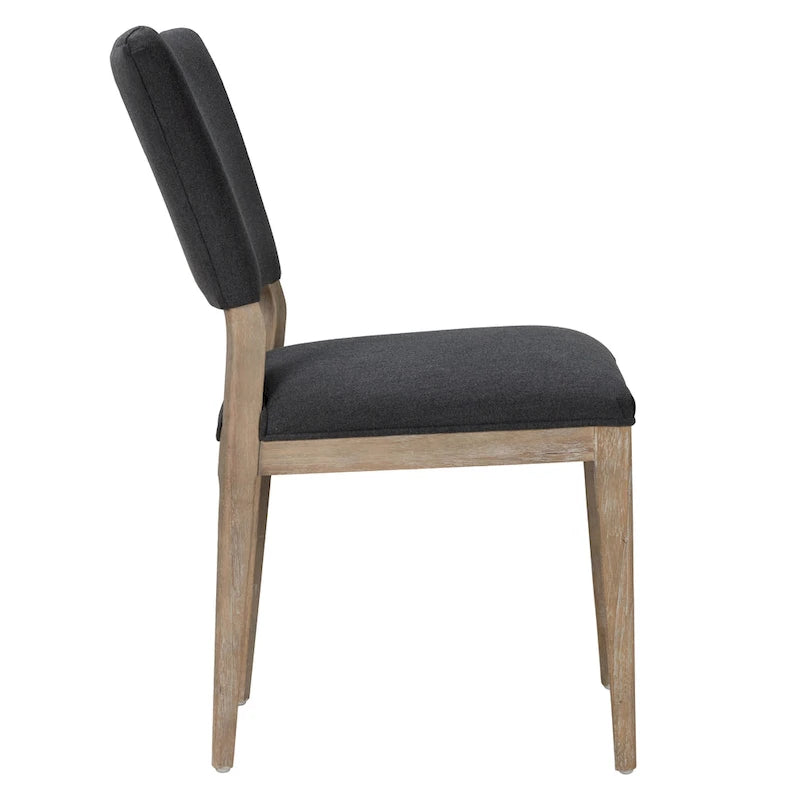 Upholstered Dining Chair Mid-Century Modern Linen Blend Wood Legs