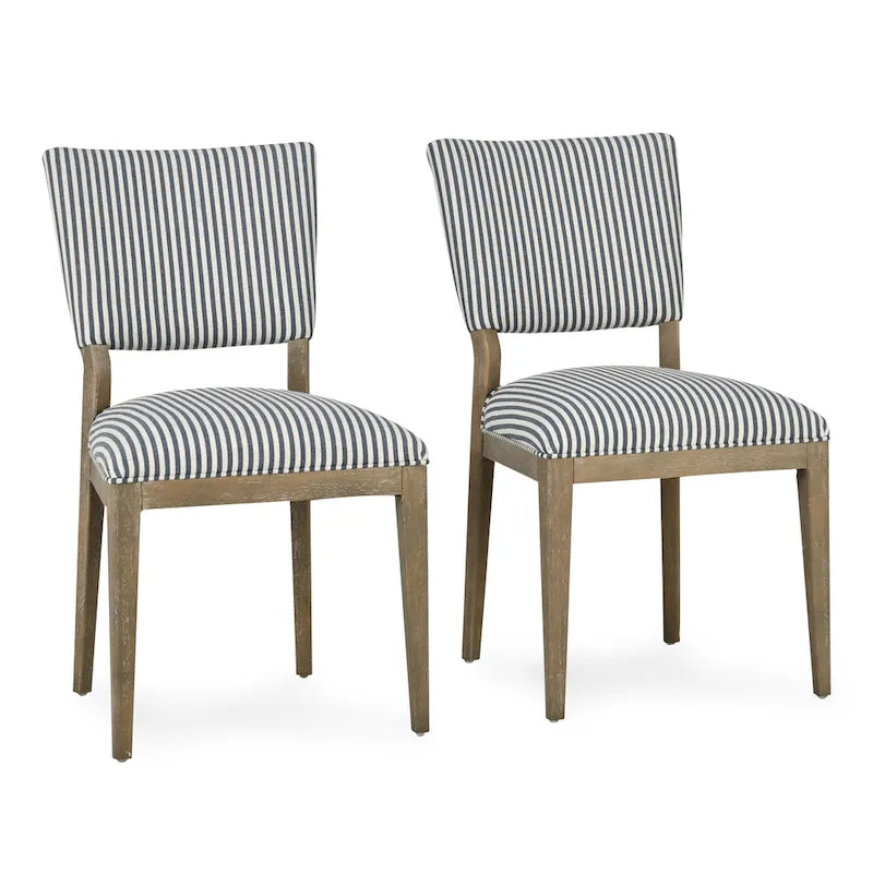 Upholstered Dining Chair Mid-Century Modern Linen Blend Wood Legs
